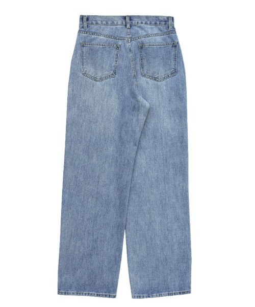「select MOCA」 加工デニムパンツ LARGE ライトインディゴブルー レディース_画像2