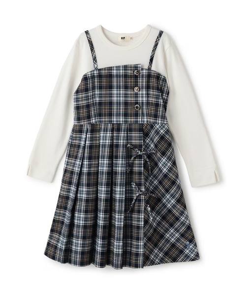 KP ワンピース レイヤート風 チェックワンピース キッズ 子供服