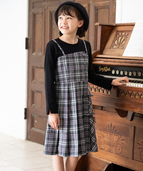 KP ワンピース レイヤート風 チェックワンピース キッズ 子供服