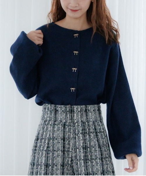 flower カーディガン リボンボタンカーディガン レディース : ZOZOTOWN