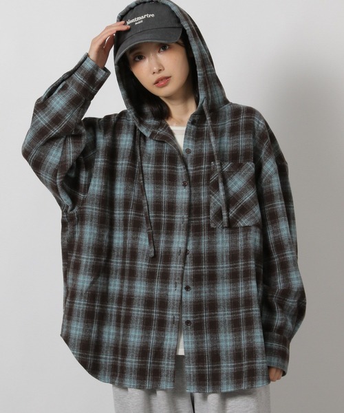 LAKOLE（ラコレ） ブラウス シャツ ネルチェックフードシャツ / 611814