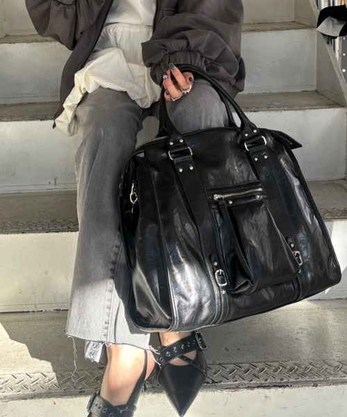 JEANASIS アンティークフェイクレザートート ブラック　バッグ JEANASIS（ジーナシス） トートバッグ FREE ブラック レディース