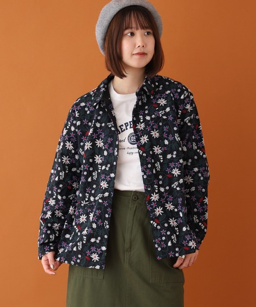 Emago（イマゴ） ブラウス シャツ 小花刺繍シャツ レディース