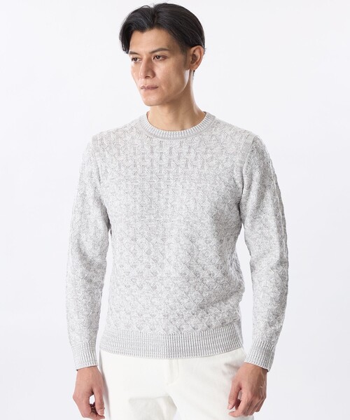 EPOCA UOMO ニットセーター サイズ50 EPOCA UOMO（エポカ ウォモ） セーター ニット ジグザグミックスニット