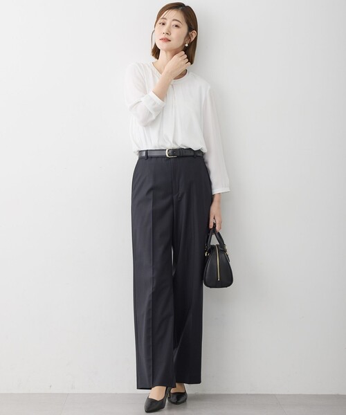 23区（ニジュウサンク） ブラウス シャツ 「洗える」シルキーデシン