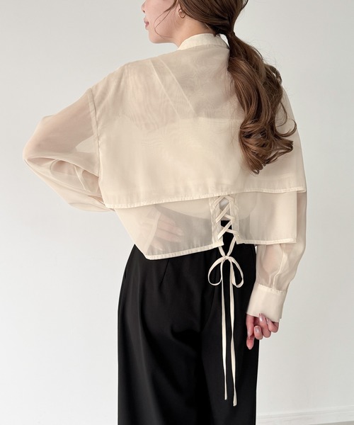 「JUNOAH」 長袖ブラウス MEDIUM クリーム レディース_画像3