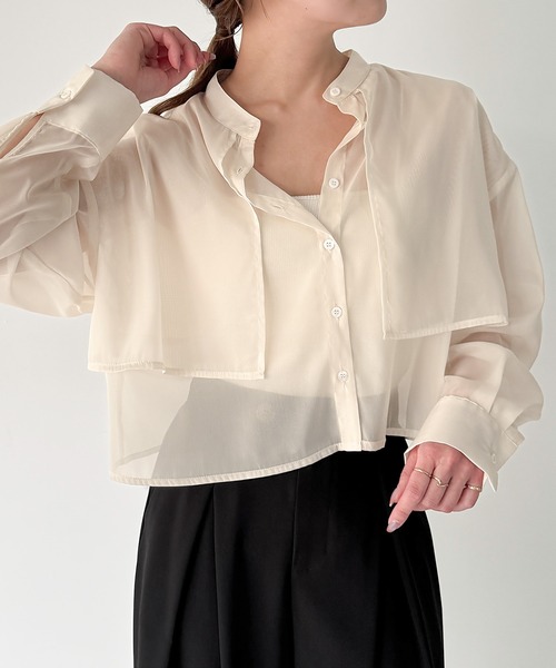 「JUNOAH」 長袖ブラウス MEDIUM クリーム レディース_画像4