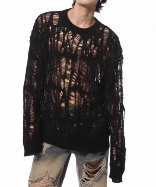 NOVESSEL ニット セーター 「NOVESSEL/ノベセル」ダメージプルオーバー 