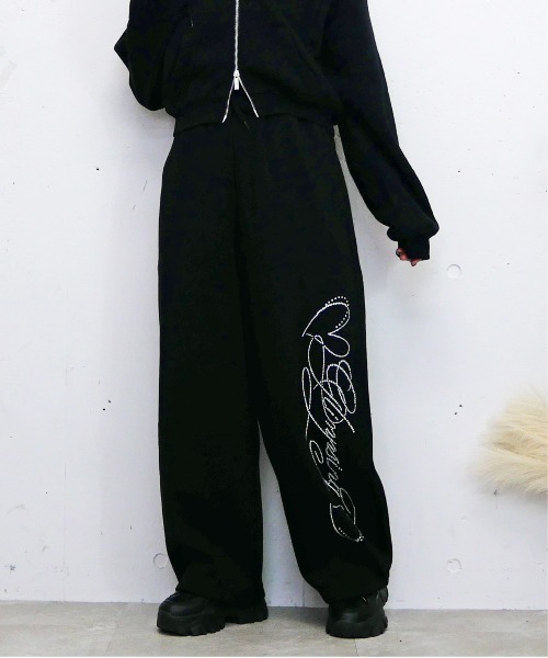 FUN スウェットパンツ ジャージ ストーンロゴパンツ レディース