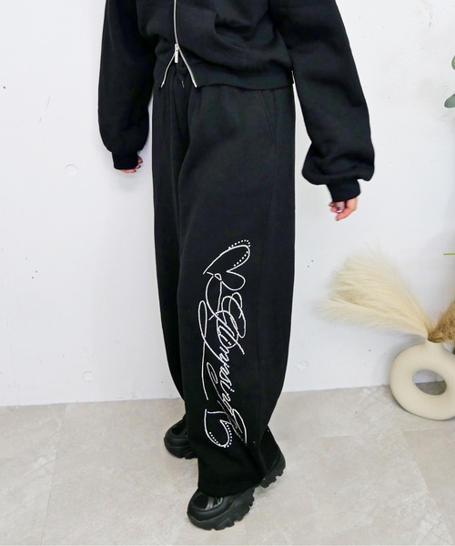 FUN スウェットパンツ ジャージ ストーンロゴパンツ レディース