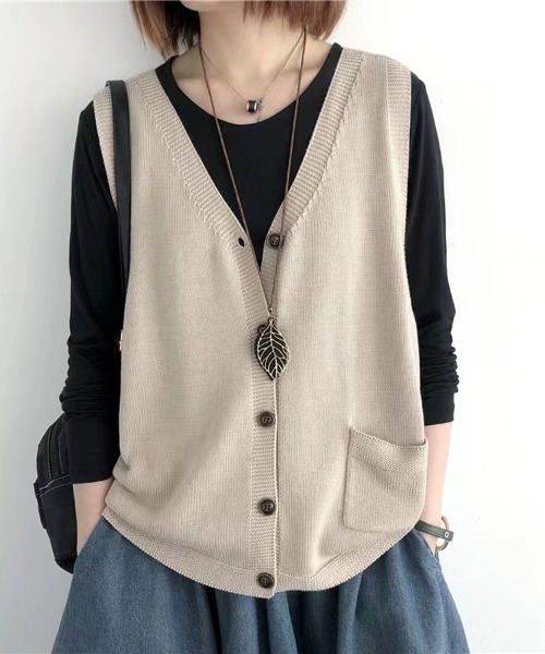 カーディガン Vネック袖なしカーディガン レディース : ZOZOTOWN Yahoo