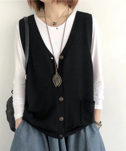 カーディガン Vネック袖なしカーディガン レディース : ZOZOTOWN Yahoo