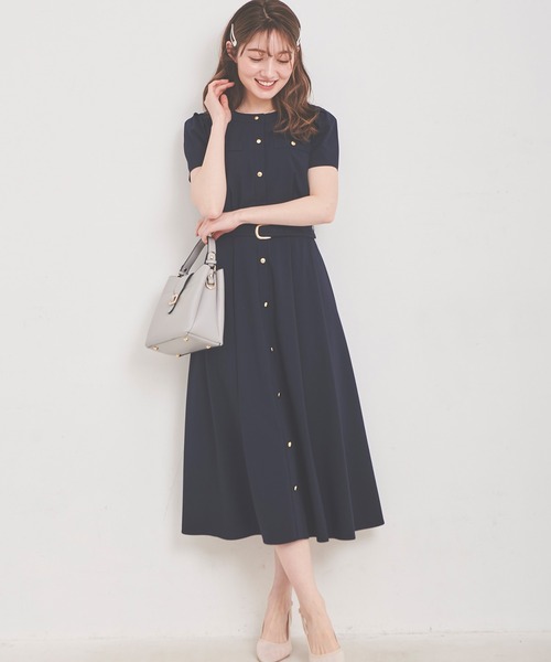 「LAISSE PASSE」 「Debut de Fiore」半袖ワンピース MEDIUM ネイビー レディースの画像
