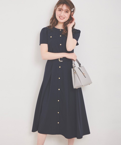 「LAISSE PASSE」 「Debut de Fiore」半袖ワンピース MEDIUM ネイビー レディースの画像