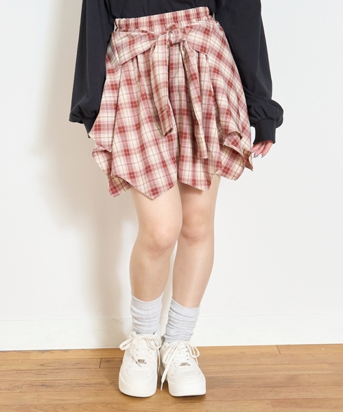 LOVETOXIC パンツ 「LTXC」腰巻き風チェックキュロット キッズ 子供服