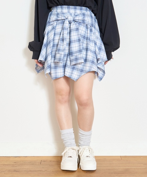 ゲームシャツ、キュロットパンツ LOVETOXIC パンツ 「LTXC」腰巻き風チェックキュロット キッズ 子供服