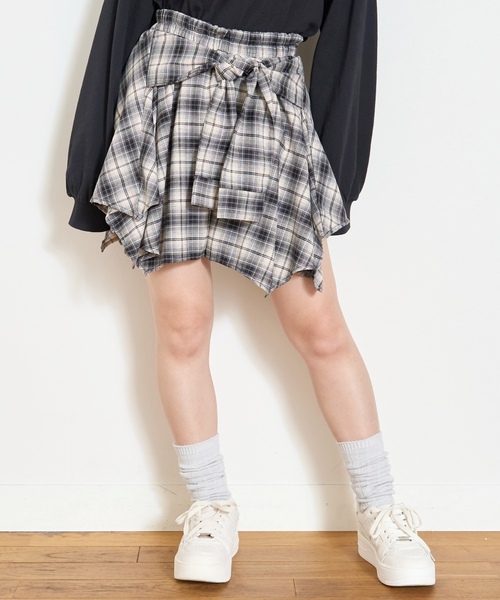 LOVETOXIC パンツ 「LTXC」腰巻き風チェックキュロット キッズ 子供服