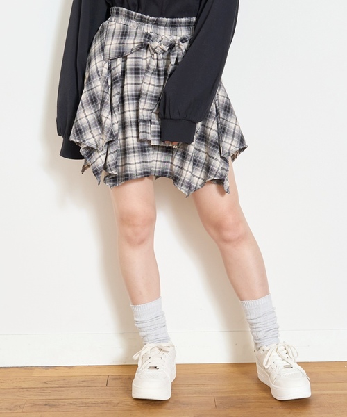 シェリエ　チェックキュロット　M LOVETOXIC パンツ 「LTXC」腰巻き風チェックキュロット キッズ 子供服
