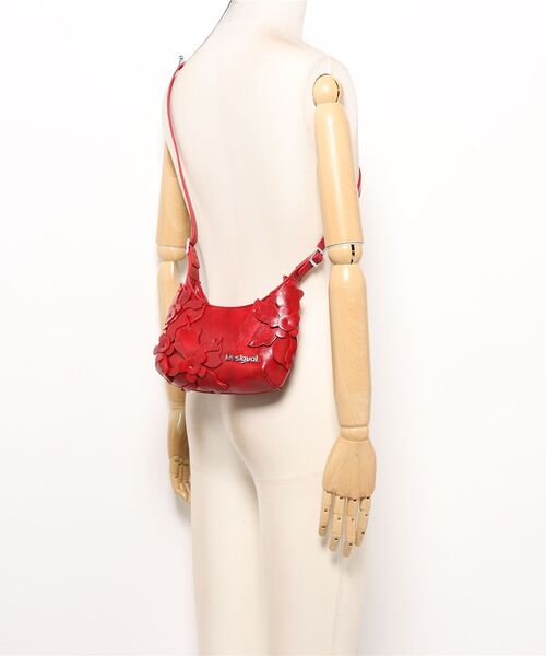 Desigual（デシグアル） ハンドバッグ 立体フラワーモチーフ レッド 
