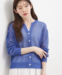 grove（グローブ） カーディガン ラメメッシュキーネックカーディガン