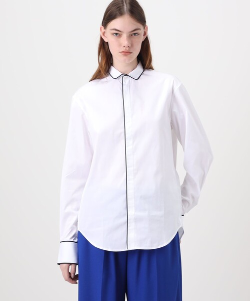 ブラウス シャツ BOURRIENNE EQUIPAGE パイピングシャツ レディースの画像