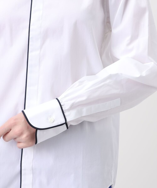 ブラウス シャツ BOURRIENNE EQUIPAGE パイピングシャツ レディースの画像
