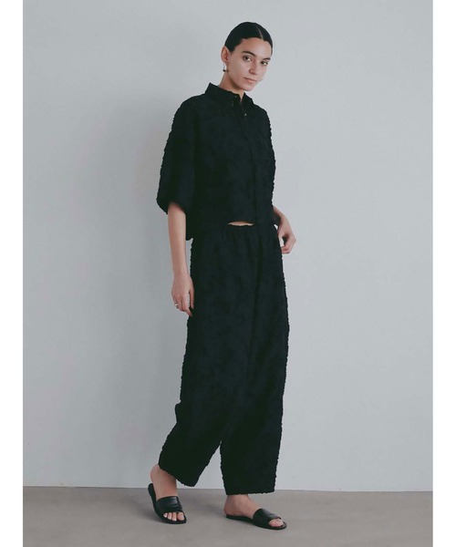 her. ジャカードショートシャツ　ブラウス HER. ブラウス シャツ カットジャカードショートシャツ レディース