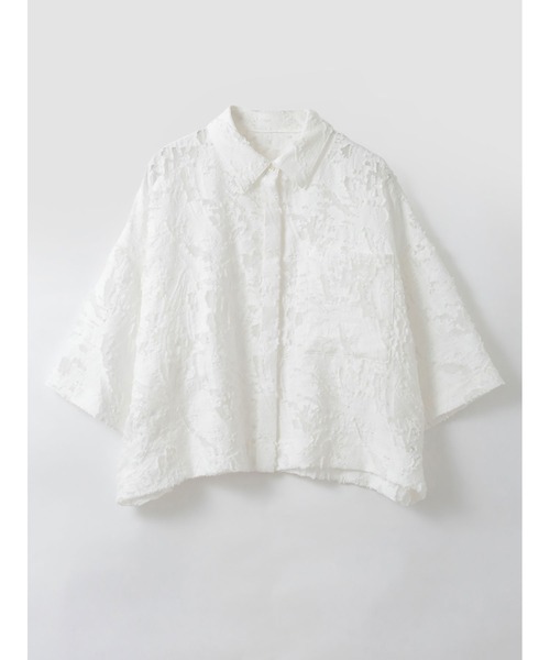 HER. ブラウス シャツ カットジャカードショートシャツ レディース