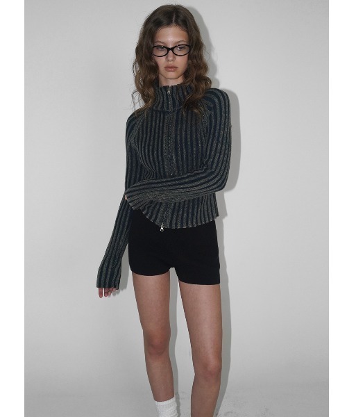 「BLACKUP」 ニットカーディガン ONESIZE カーキ レディース_画像2