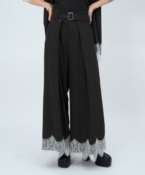 ワイドパンツ パンツ ポイントレースワイドパンツ(HARE) レディースの画像