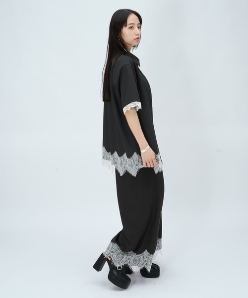 ワイドパンツ パンツ ポイントレースワイドパンツ(HARE) レディースの画像