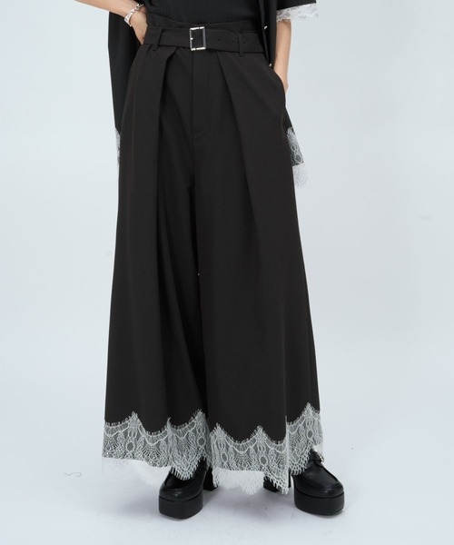 ワイドパンツ パンツ ポイントレースワイドパンツ(HARE) レディースの画像