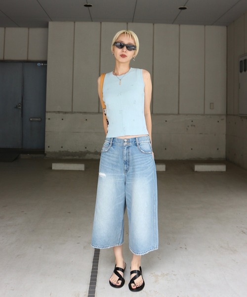 Ameri（アメリ） タンクトップ ノースリーブ MEDI FRUIT RIB KNIT TANK