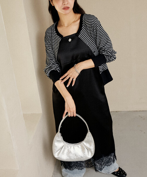 MARY QUANT（マリークヮント） キャミソールワンピース フリ- ブラック