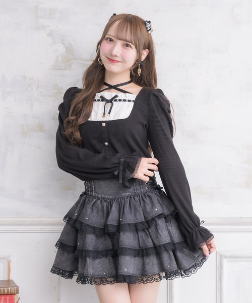 ROJITA（ロジータ） tシャツ クロスリボンヨーク切替長袖トップス