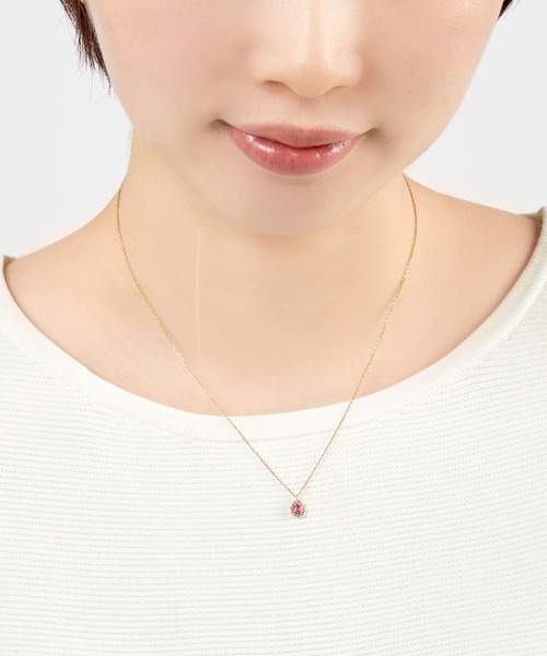 ネックレス K18イエローゴールド ルビーネックレス レディースの画像