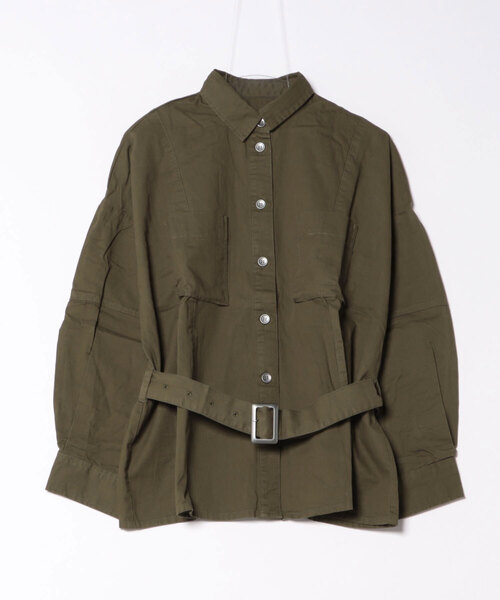 STYLEBLOCK ブラウス シャツ ツイルウエストベルトミリタリー