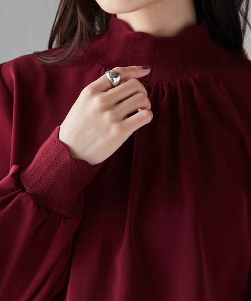 ほぼ新品) louren satin gather sleeve ブラウス 新品】louren / SATIN GATHER SLEEVE BLOUSEの通販 by suzu's
