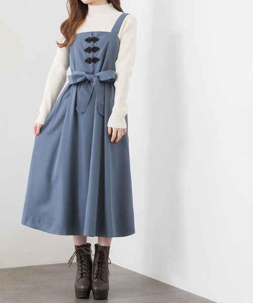ギャルソン チャイナボリュームワンピース / バルーンスカートワンピース CECIL McBEE ワンピース リブxサイドレース付きバルーン
