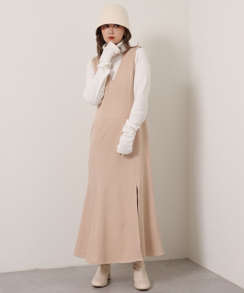 ワンピース ジャンパースカート Zozo限定 インナーによって印象が変わる Vネックマーメイドワンピース Zozotown Yahoo 店 通販 Yahoo ショッピング