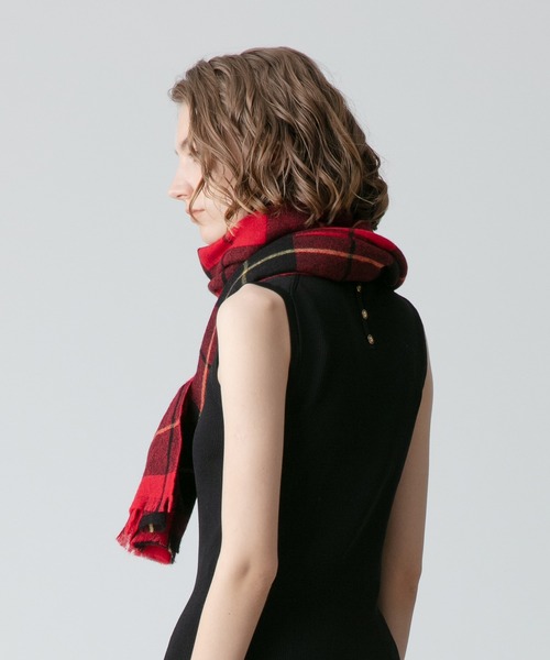 allureville チェックウールガーゼマフラー 新品 allureville（アルアバイル） マフラー チェックウールガーゼマフラー