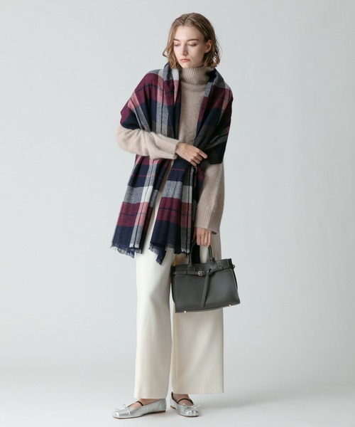 allureville チェックウールガーゼマフラー 新品 allureville（アルアバイル） マフラー チェックウールガーゼマフラー