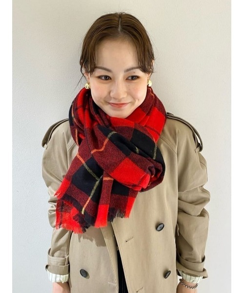 allureville チェックウールガーゼマフラー 新品 allureville（アルアバイル） マフラー チェックウールガーゼマフラー
