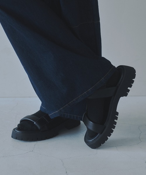 【JILSANDER 】チャンキーソール◇レザーサンダル Jil Sander チャンキーソール ダービーシューズ | ブラック