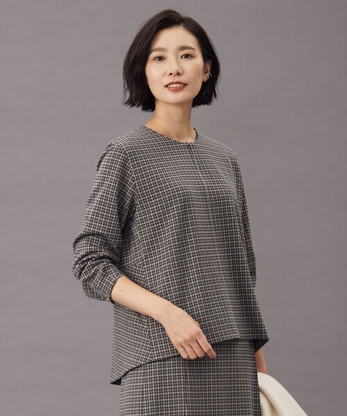 tシャツ ガンクラブチェック ペプラム カットソー レディース