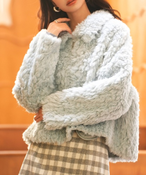 SAISON DE PAPILLON モコモコショート丈ボアコート SAISON DE PAPILLON ムートンコート ボアコート モコモコ