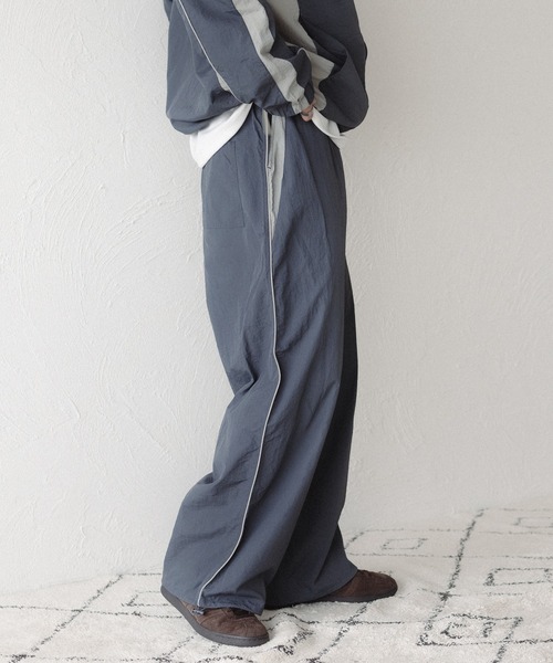 epnok パンツ 配色パイピングナイロンパンツ メンズ レディース