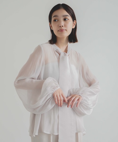 kaene ブラウス シャツ ボウタイシフォンブラウス レディース