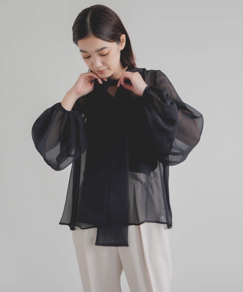 kaene ブラウス シャツ ボウタイシフォンブラウス レディース