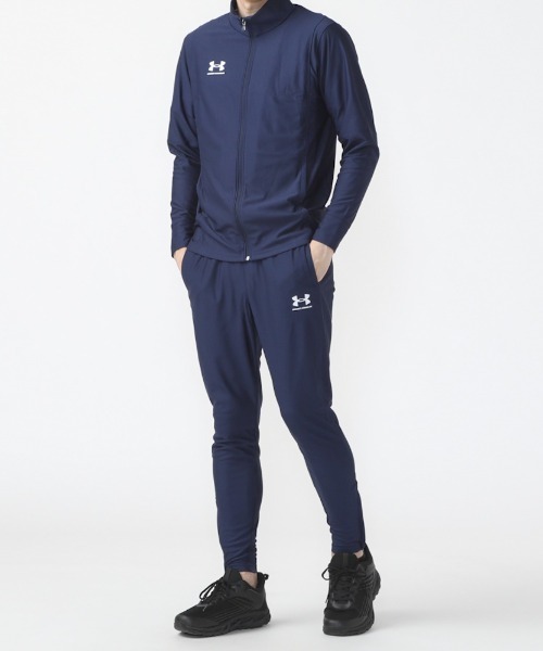 【美品】アンダーアーマー ジャージセットアップ ネイビー M デカロゴ トラック UNDER ARMOUR（アンダーアーマー） ジャージ UAコーチ トラックスーツ